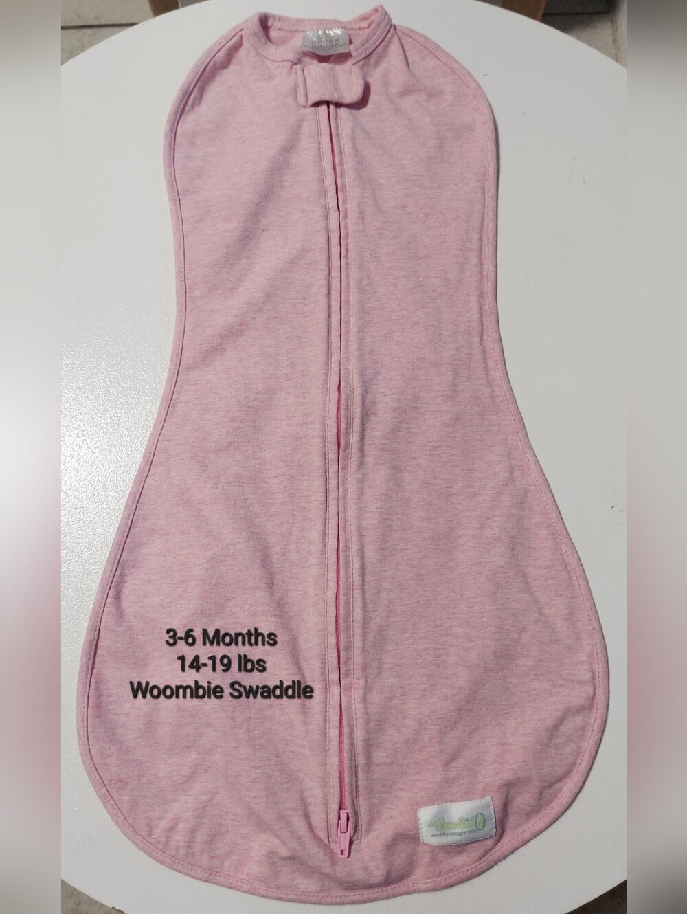 Woombie Light Pink Baby Swaddle Sack with Center Zipper 3-6 Months